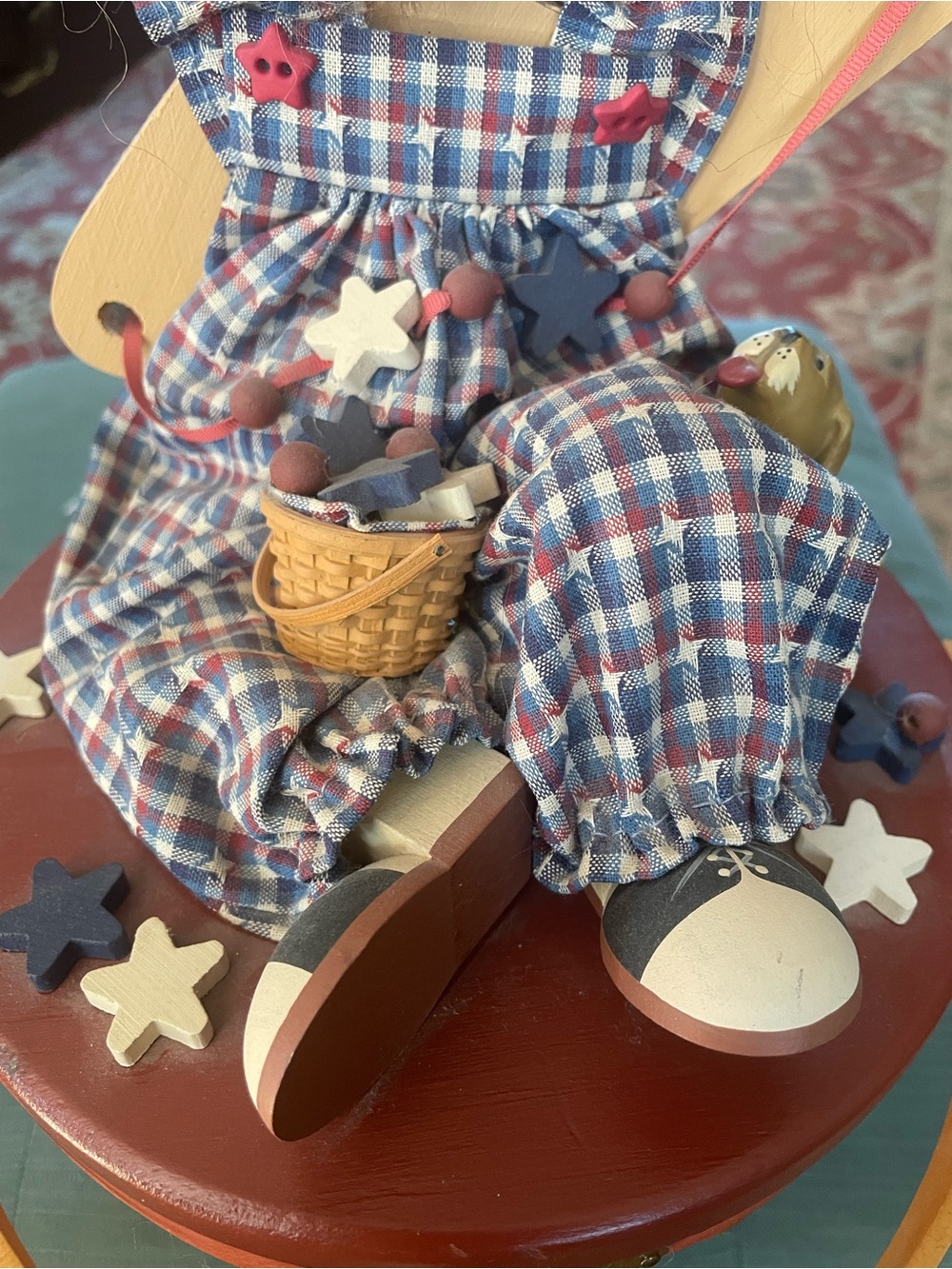 Longaberger Doll-Topped Woven Basket in Red, Blue & Natural - Picture 5 of 9